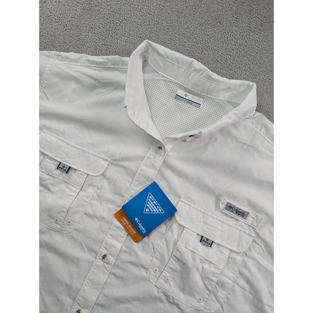 Columbia PFG White Short Sleeve Fishing Shirt Womens 3X Omni-Shade Sun Protect